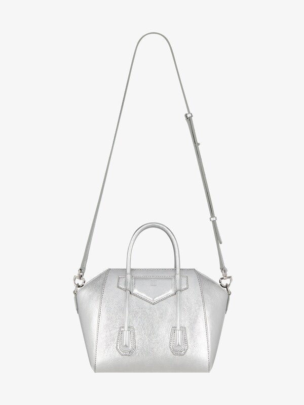 Givenchy Mini Antigona Lock Bag In Metallized Leather