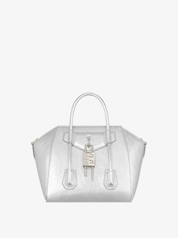 Givenchy Mini Antigona Lock Bag In Metallized Leather