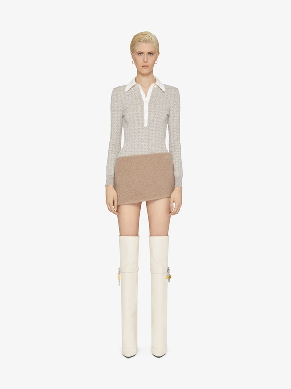 Givenchy Mini asymmetric skirt in alpaca bouclette wool