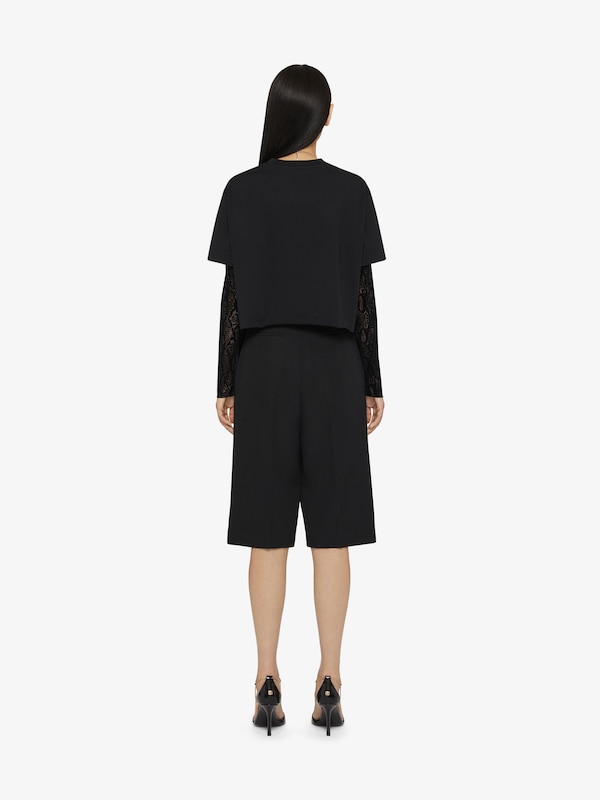 Givenchy Overlapped Cropped T-shirt In Cotton And Python Tulle