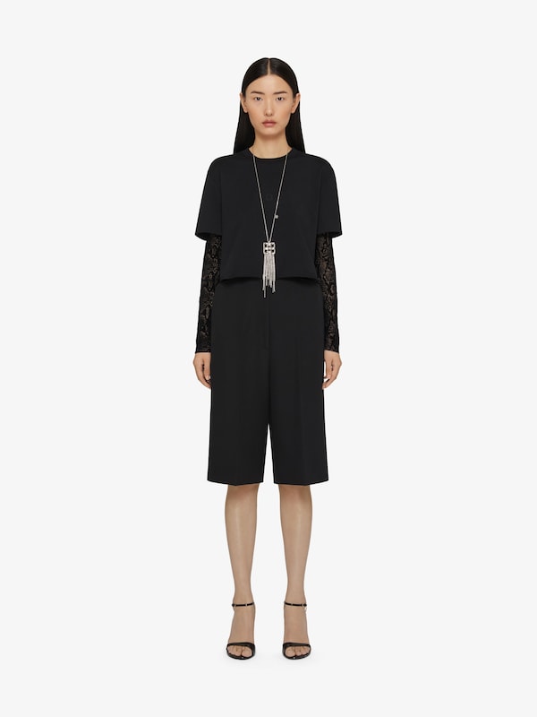 Givenchy Overlapped Cropped T-shirt In Cotton And Python Tulle