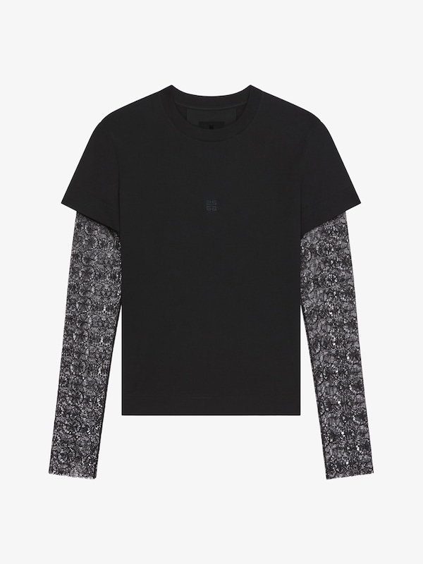 Givenchy Overlapped Slim Fit T-shirt In Cotton And Lace