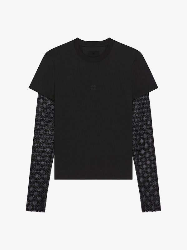 Givenchy Overlapped Slim Fit T-shirt In Cotton And Tulle