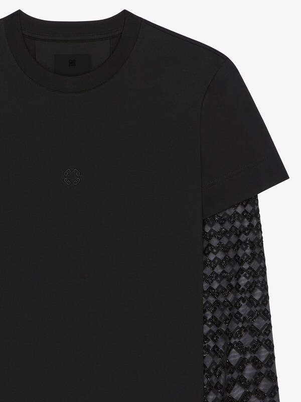 Givenchy Overlapped Slim Fit T-shirt In Cotton And Tulle