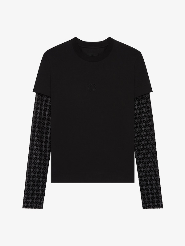 Givenchy Overlapped Slim Fit T-shirt In Cotton And Tulle Monogram 72