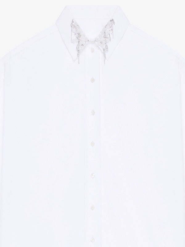 Givenchy Oversized Shirt In Cotton With Crystals And Pearls