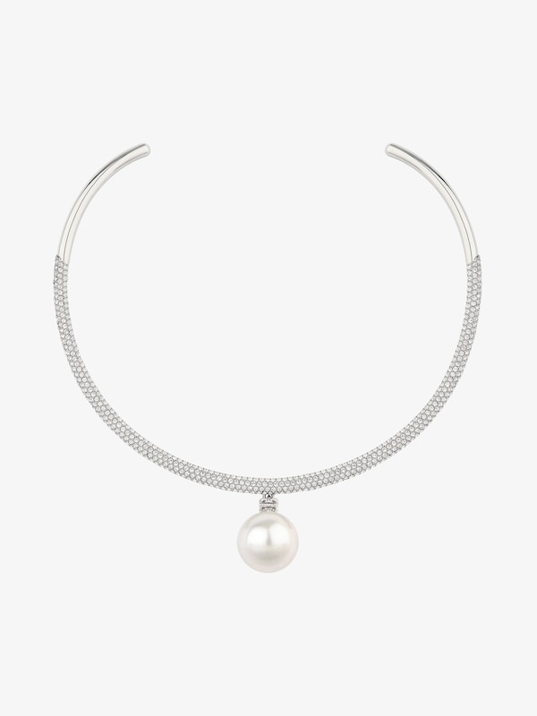 Givenchy Pearl torque necklace in metal with pearl and crystals