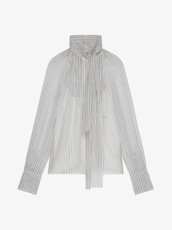 Givenchy Polka Dots Blouse In Silk Chiffon With Lavallière And 4G Detail