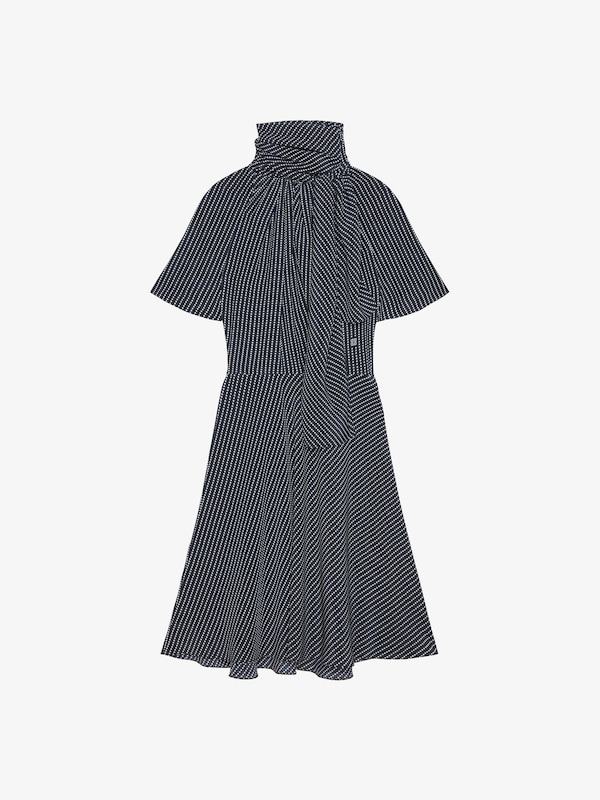 Givenchy Polka Dots Dress In Silk With Lavallière And 4G Detail