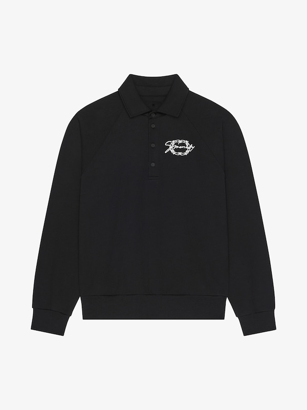 Givenchy Polo Sweatshirt In Fleece With GIVENCHY Medallion