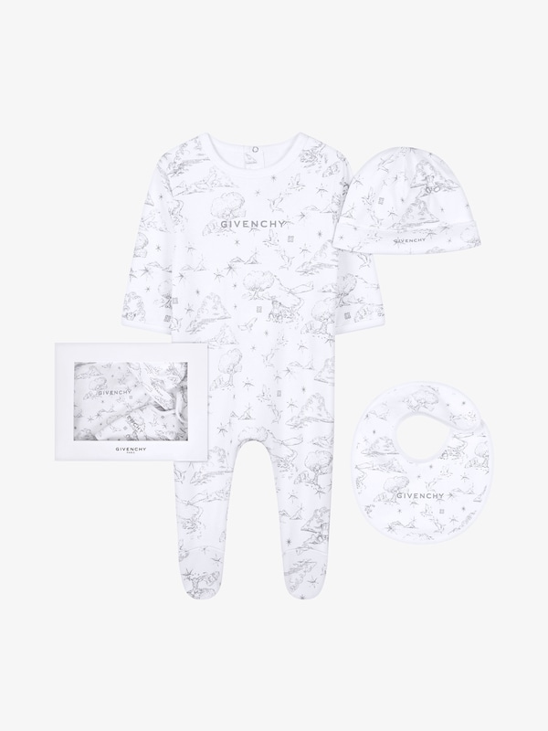 Givenchy Pyjamas bib and beanie in toile de Jouy gift set