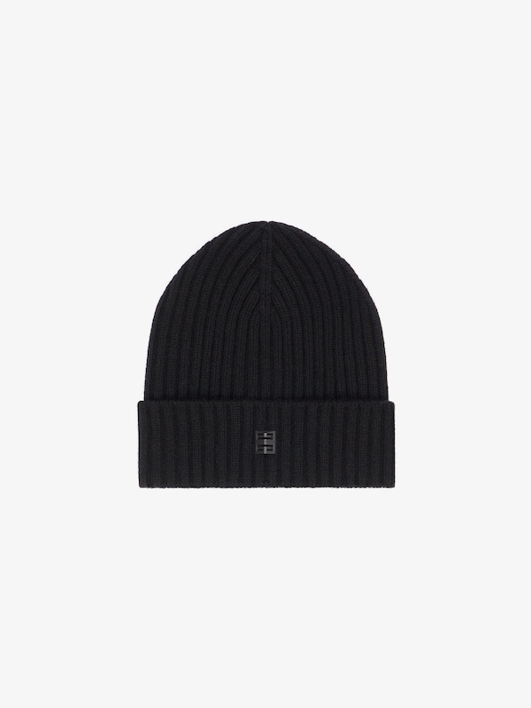 Givenchy Ribbed beanie in wool and cashmere with 4G detail