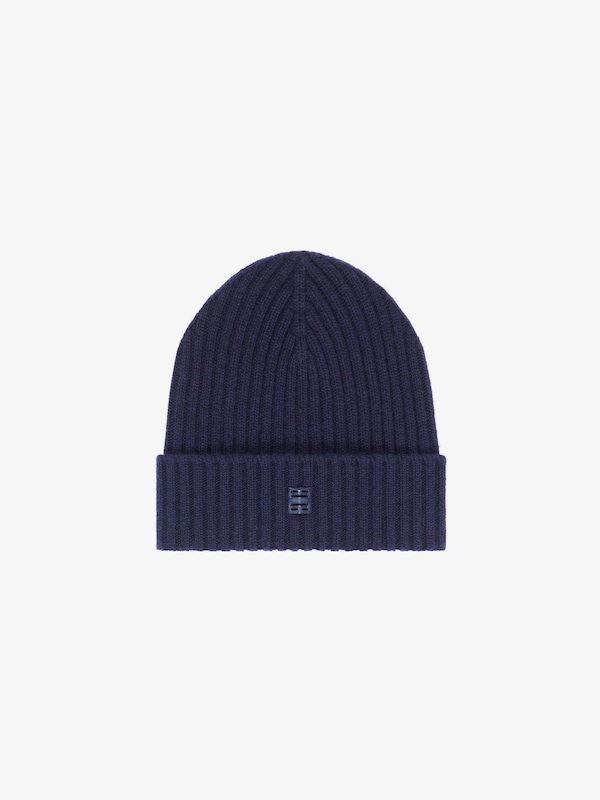 Givenchy Ribbed beanie in wool and cashmere with 4G detail
