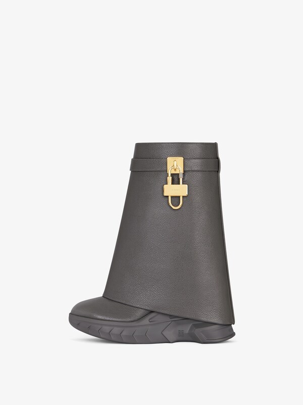 Givenchy Shark Lock Biker Ankle Boots In Grained Leather