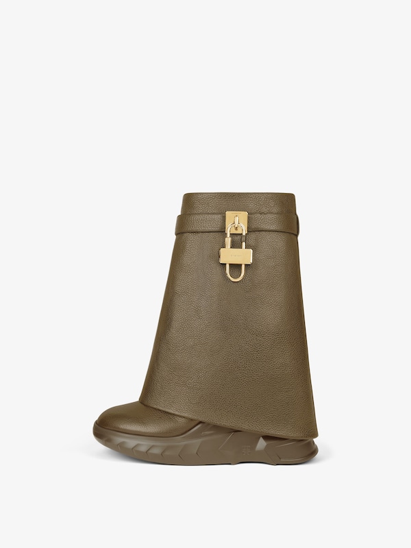 Givenchy Shark Lock Biker Ankle Boots In Grained Leather