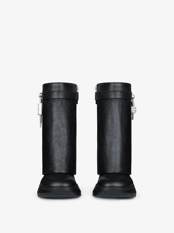 Givenchy Shark Lock Biker Ankle Boots In Grained Leather