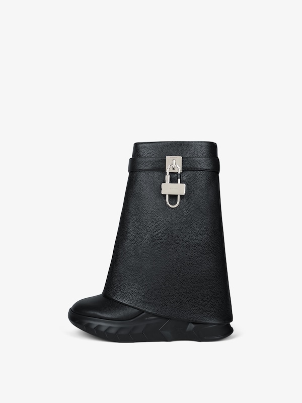 Givenchy Shark Lock Biker Ankle Boots In Grained Leather
