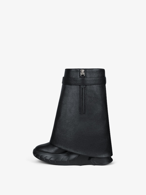 Givenchy Shark Lock Biker Ankle Boots In Grained Leather