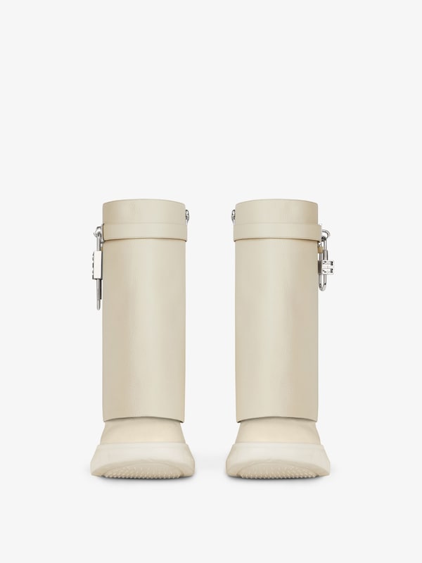 Givenchy Shark Lock Biker Ankle Boots In Grained Leather