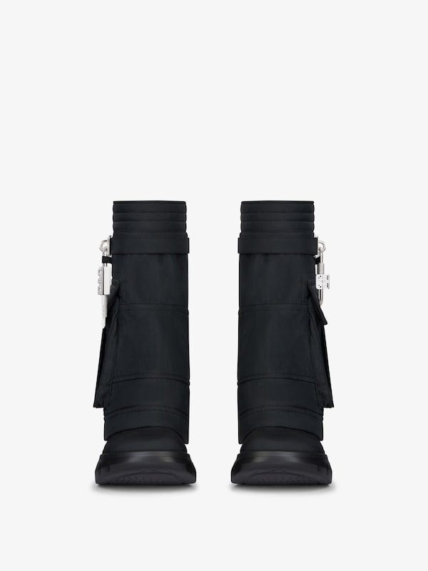 Givenchy Shark Lock Biker Ankle Boots In Nylon With Pockets