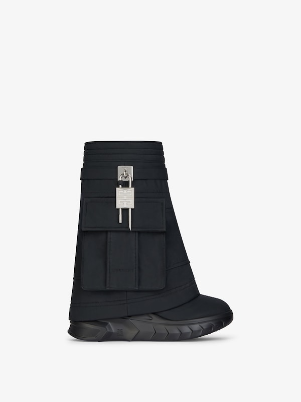 Givenchy Shark Lock Biker Ankle Boots In Nylon With Pockets