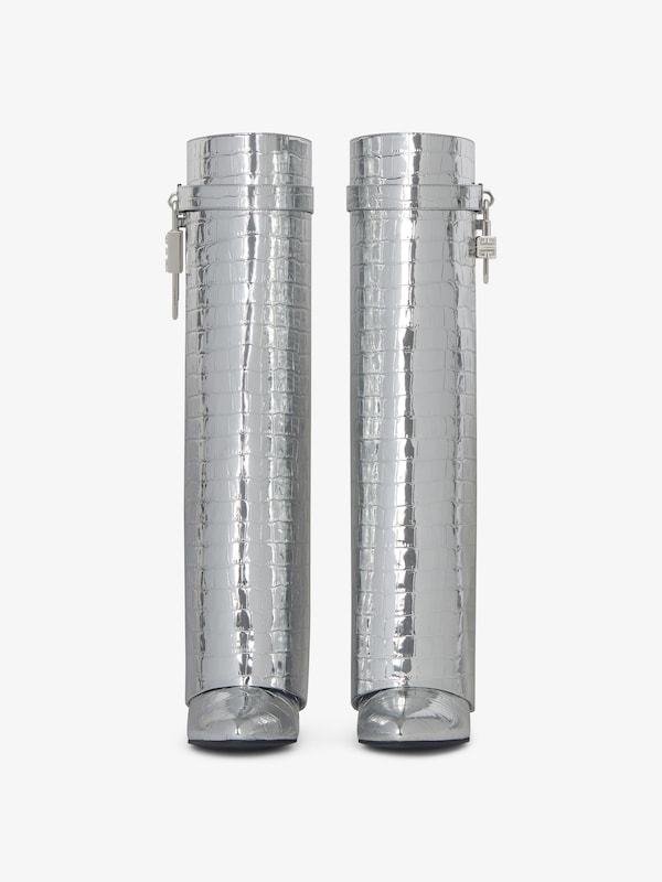 Givenchy Shark Lock Boots In Crocodile Effect Leather