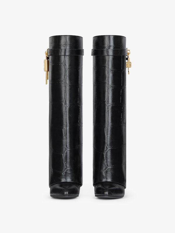Givenchy Shark Lock Boots In Crocodile Effect Leather