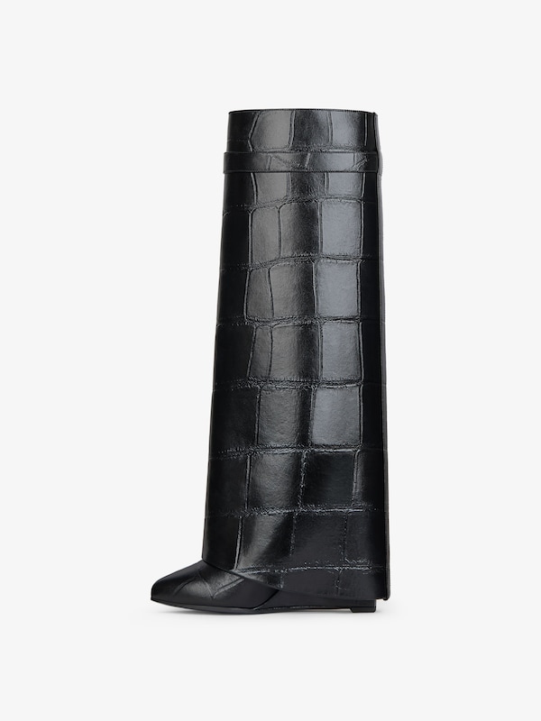 Givenchy Shark Lock Boots In Crocodile Effect Leather