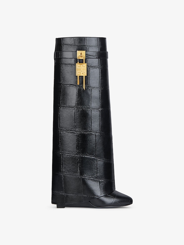 Givenchy Shark Lock Boots In Crocodile Effect Leather