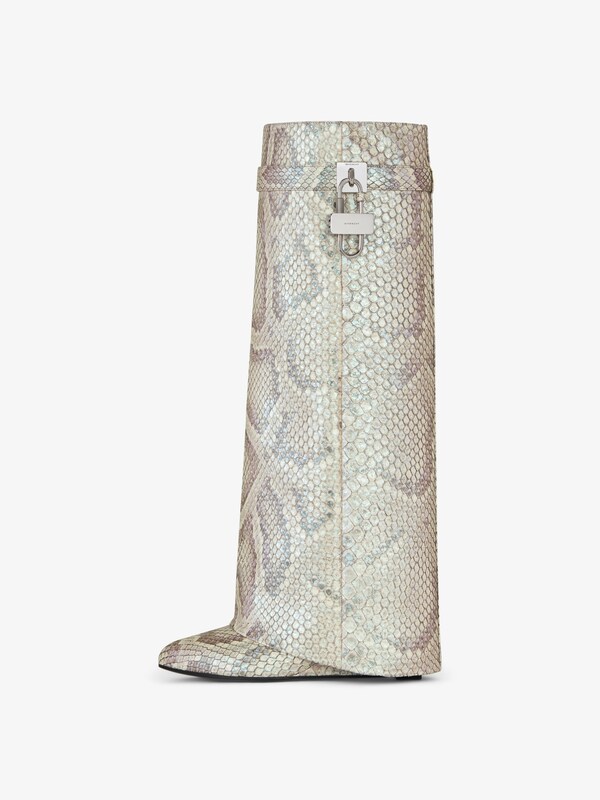 Givenchy Shark Lock Boots In Python With Pearl Effect