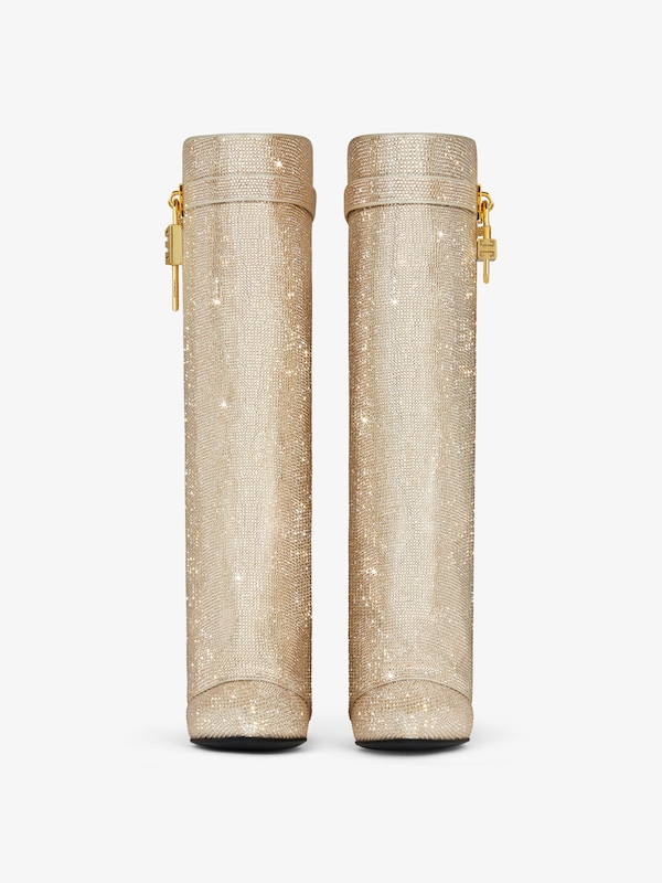 Givenchy Shark Lock Boots Wide Fit In Satin With Strass