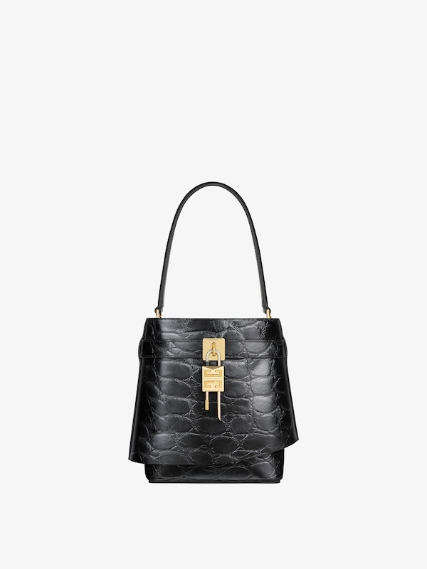 Givenchy Shark Lock bucket bag in crocodile effect leather