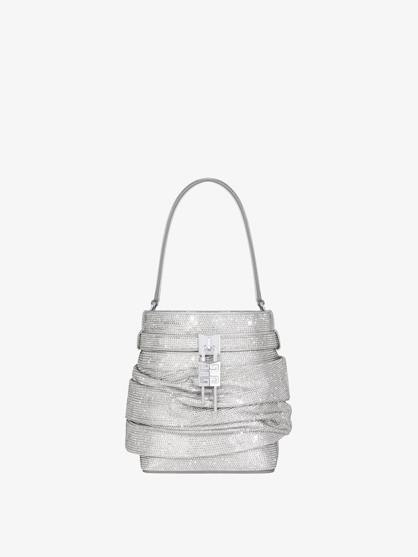Givenchy Shark Lock bucket bag in satin with strass