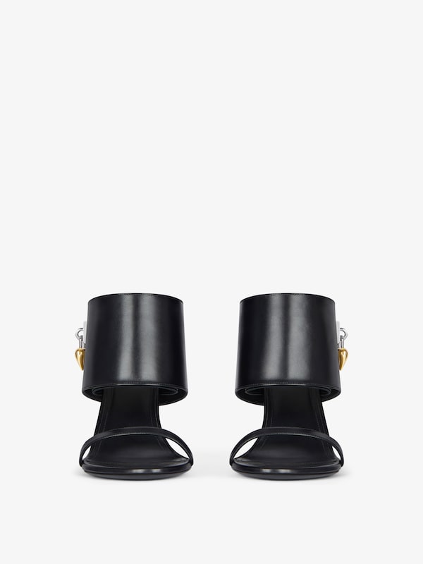 Givenchy Shark Lock Heart Heeled Sandals In Leather