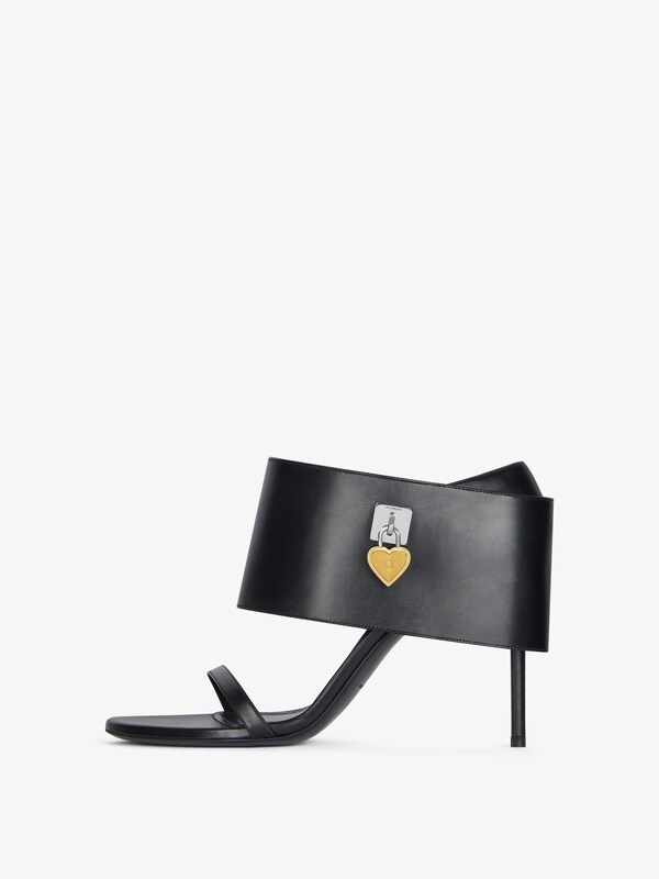 Givenchy Shark Lock Heart Heeled Sandals In Leather