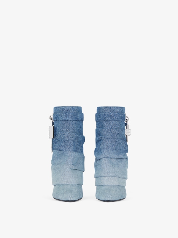 Givenchy Shark Lock Stiletto Ankle Boots In Gradient Denim