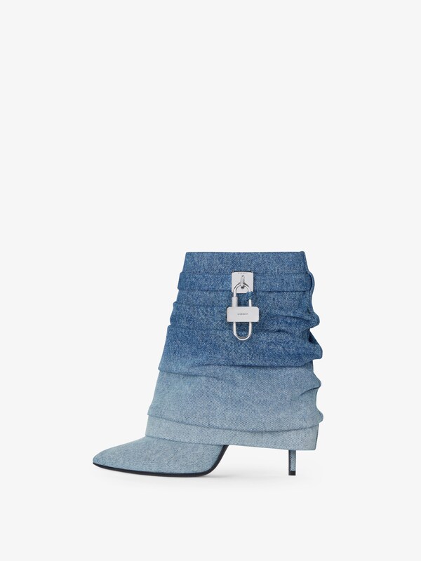 Givenchy Shark Lock Stiletto Ankle Boots In Gradient Denim