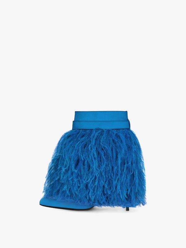 Givenchy Shark Lock Stiletto Ankle Boots In Satin With Feathers