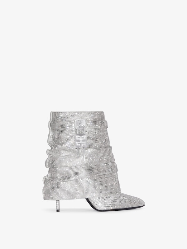 Givenchy Shark Lock Stiletto ankle boots in satin with strass