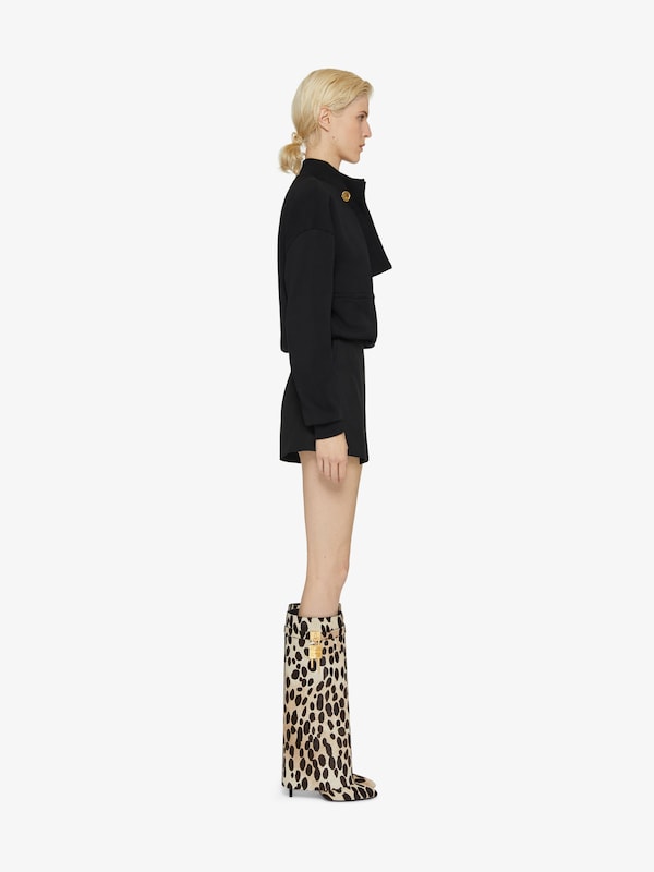 Givenchy Shark Lock Stiletto Boots In Pony With Leopard Print