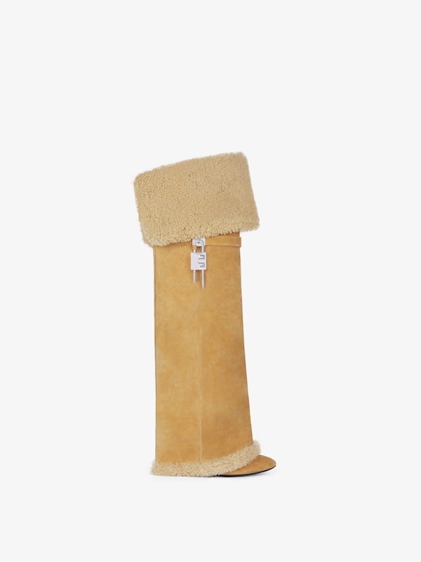 Givenchy Shark Lock Stiletto boots in suede and shearling