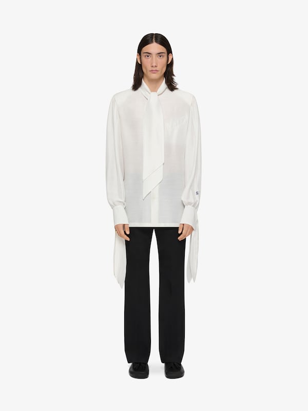 Givenchy Shirt in silk blend with lavalliere and HG embroidery