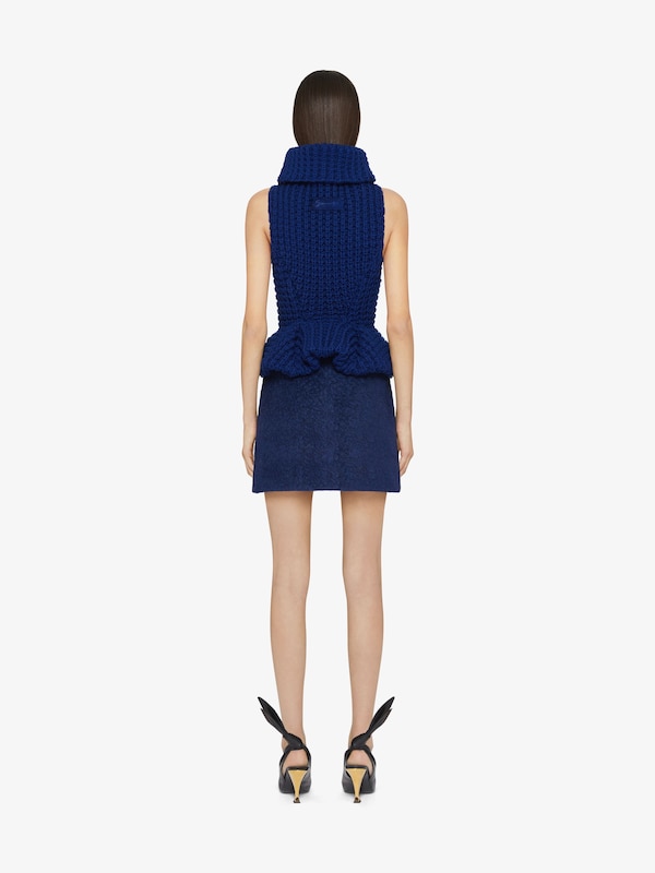 Givenchy Sleeveless Fit Peplum Sweater In Waffle Wool