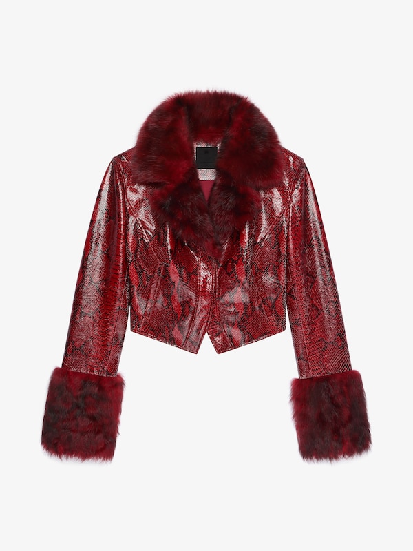 Givenchy Slim Fit Jacket In Python Print Leather And Fur