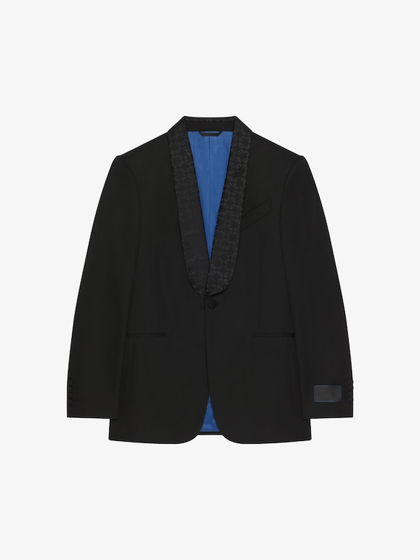 Givenchy Slim Fit Jacket In Wool With Monogram 72 Jacquard Collar