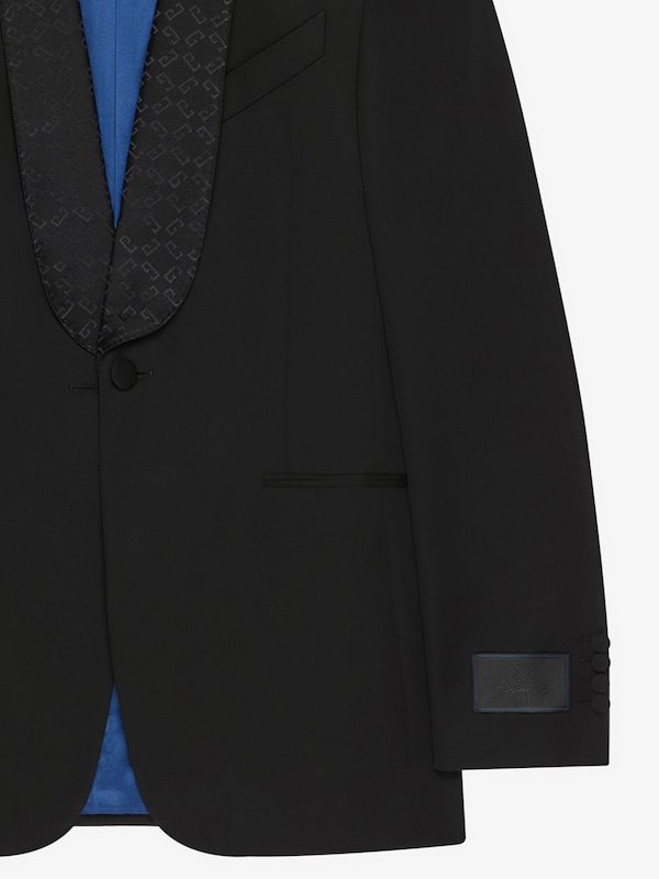 Givenchy Slim Fit Jacket In Wool With Monogram 72 Jacquard Collar