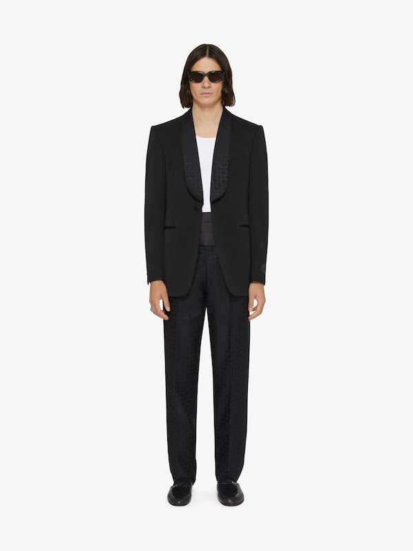 Givenchy Slim fit jacket in wool with monogram 72 jacquard collar