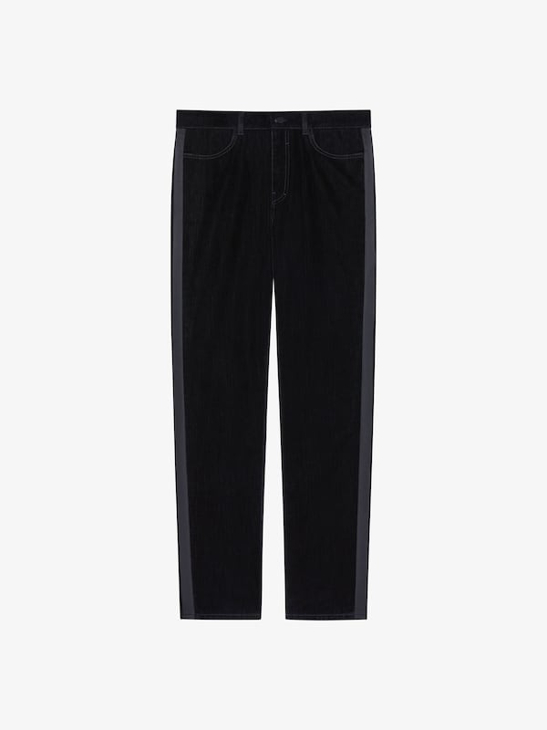 Givenchy Slim Fit Jeans In Velvet Flocked Denim With Satin Bands