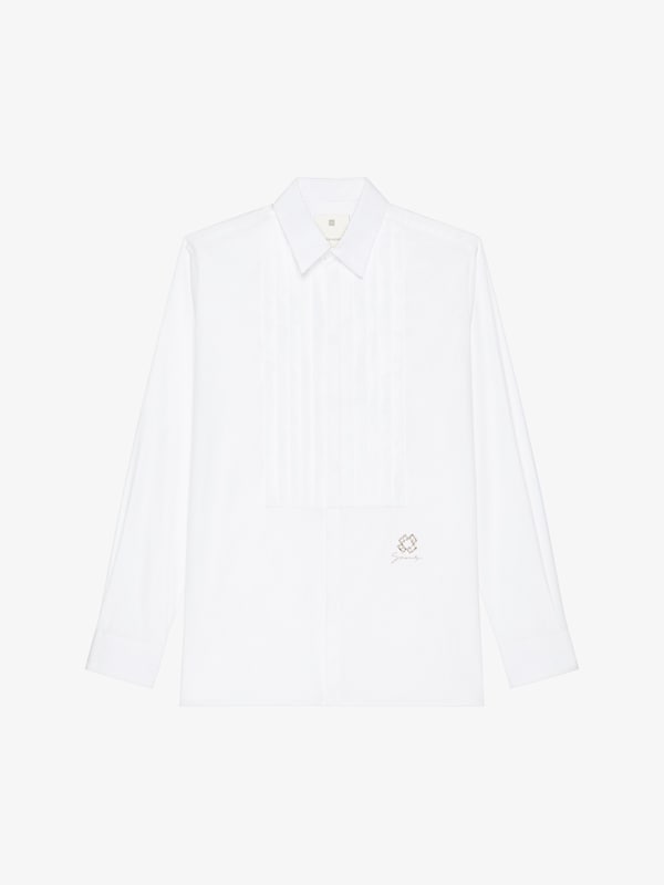 Givenchy Slim Fit Shirt In Cotton And Crystals With Plastron