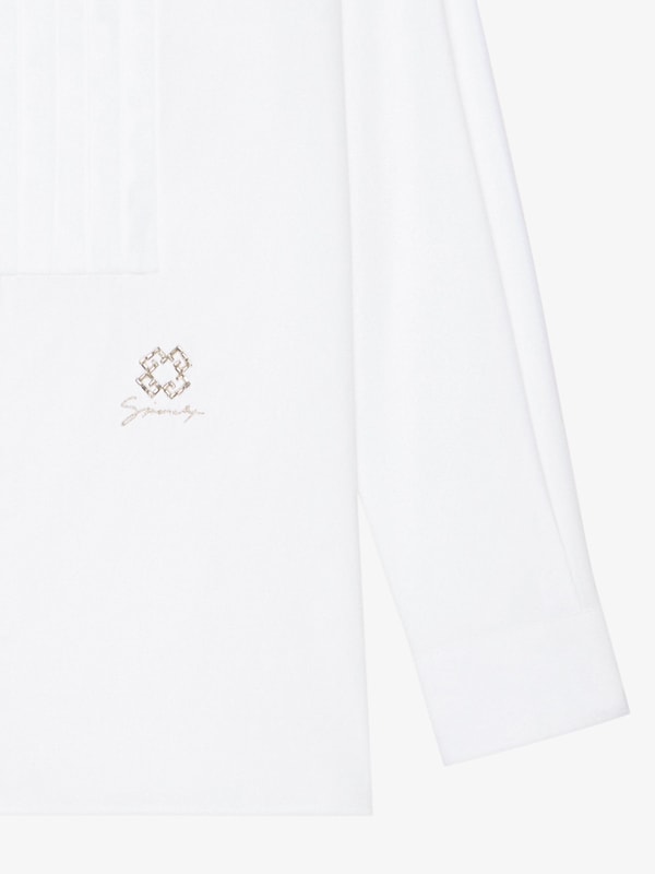 Givenchy Slim Fit Shirt In Cotton And Crystals With Plastron